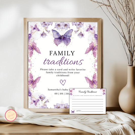 Family Tradition Table Sign - Purple Butterfly