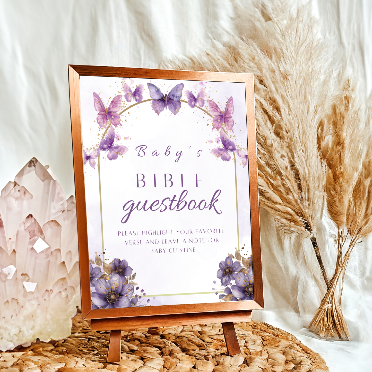 Enchanted to Meet You Baby's Bible Guestbook Table Sign