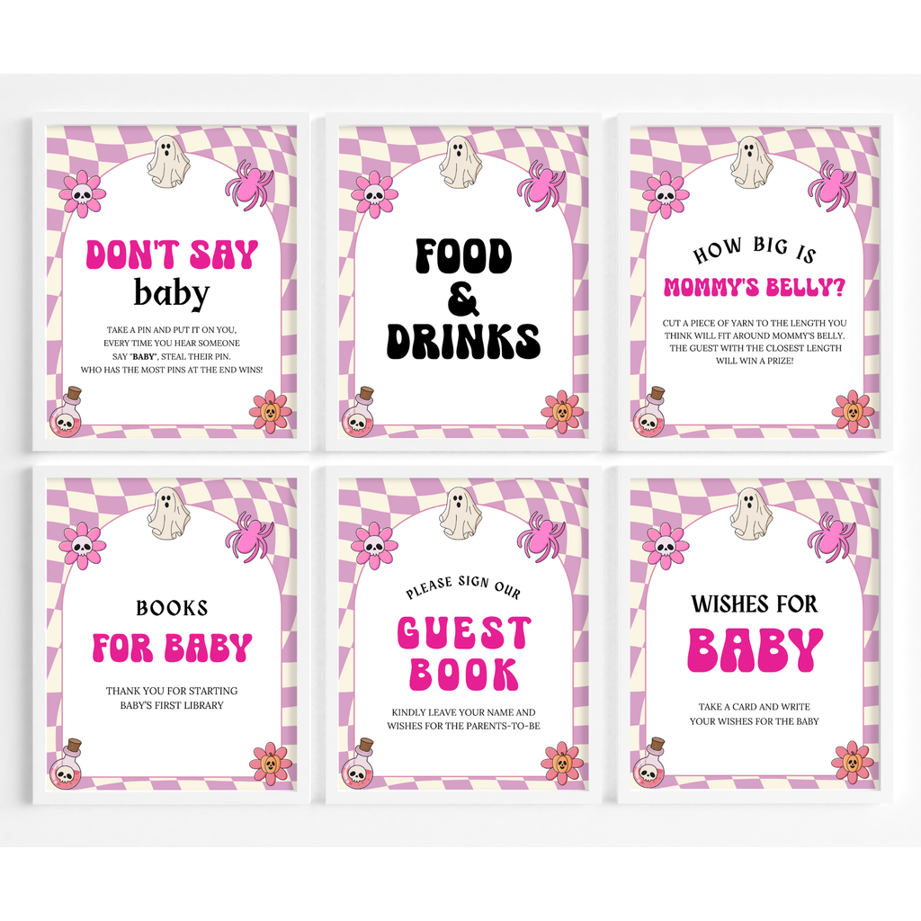 Halloween Baby Shower Table Sign | Pink