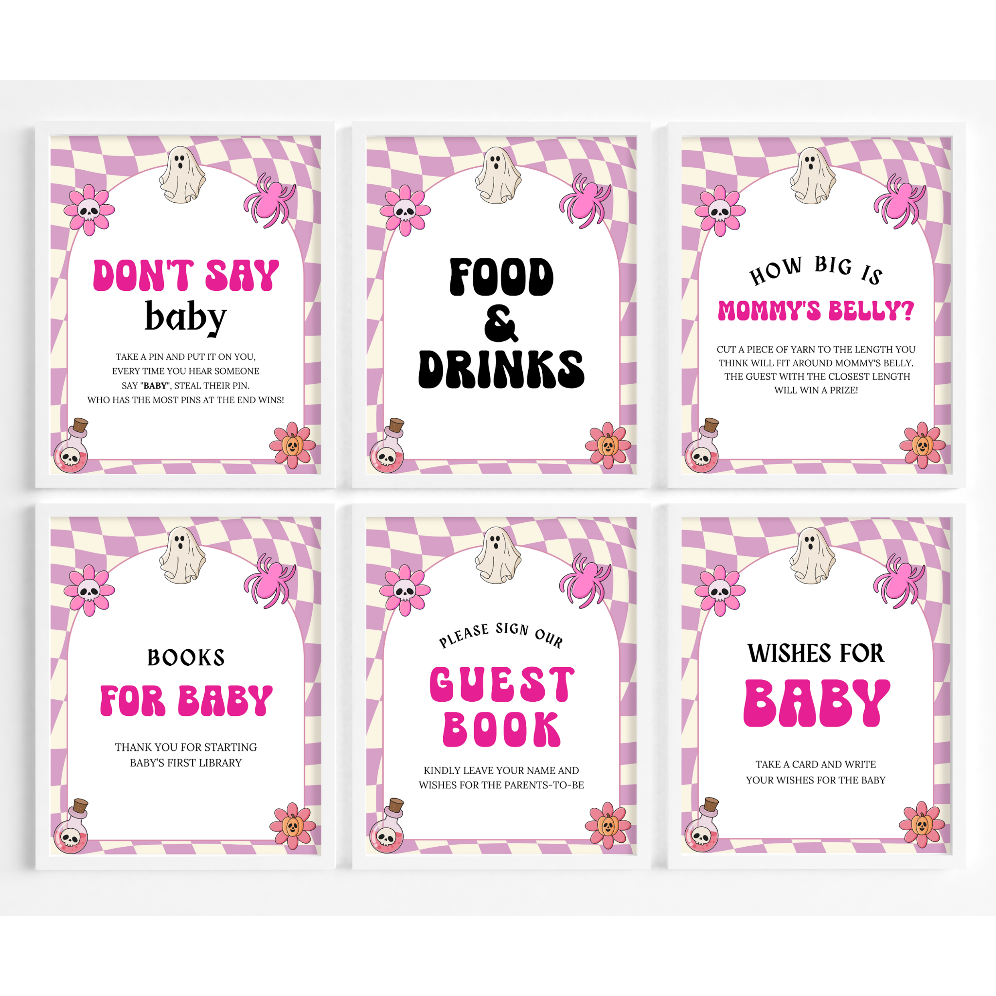 Halloween Baby Shower Table Sign | Pink