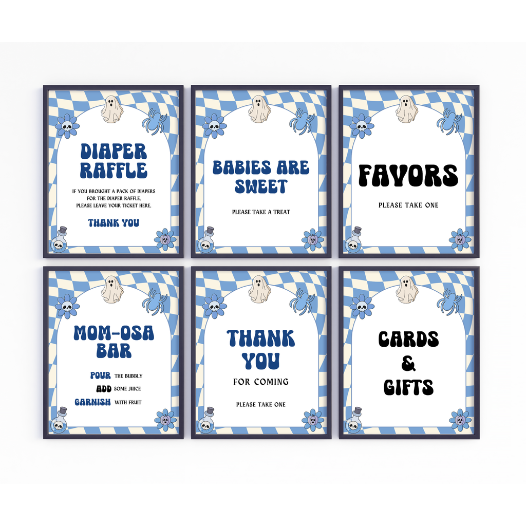 Halloween Baby Shower Table Sign | Blue