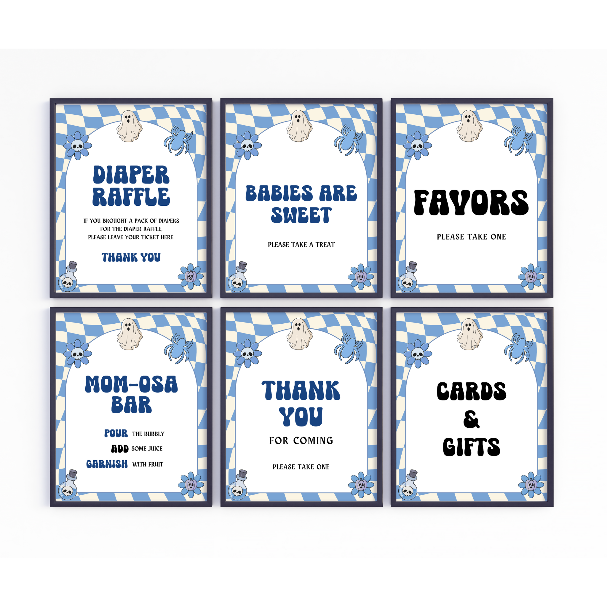 Halloween Baby Shower Table Sign | Blue