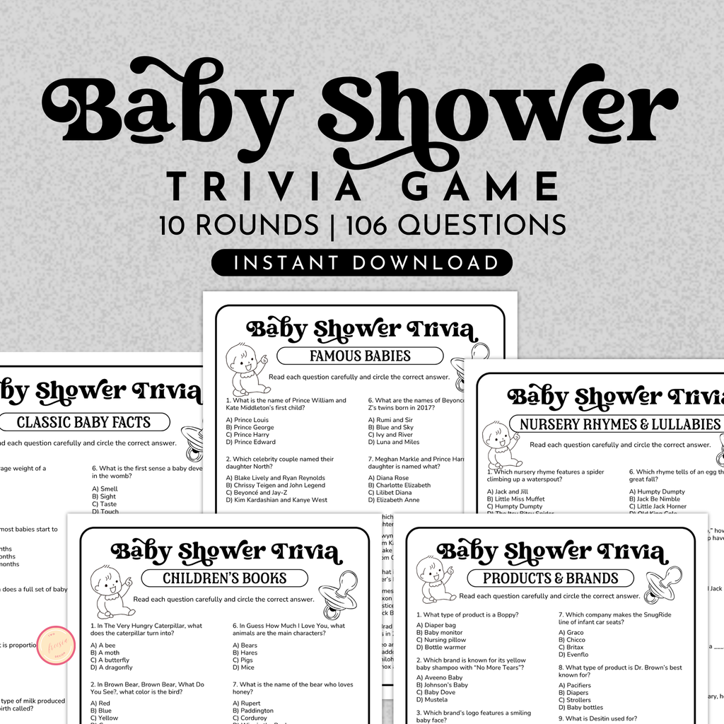 Baby Shower Trivia Game Bundle