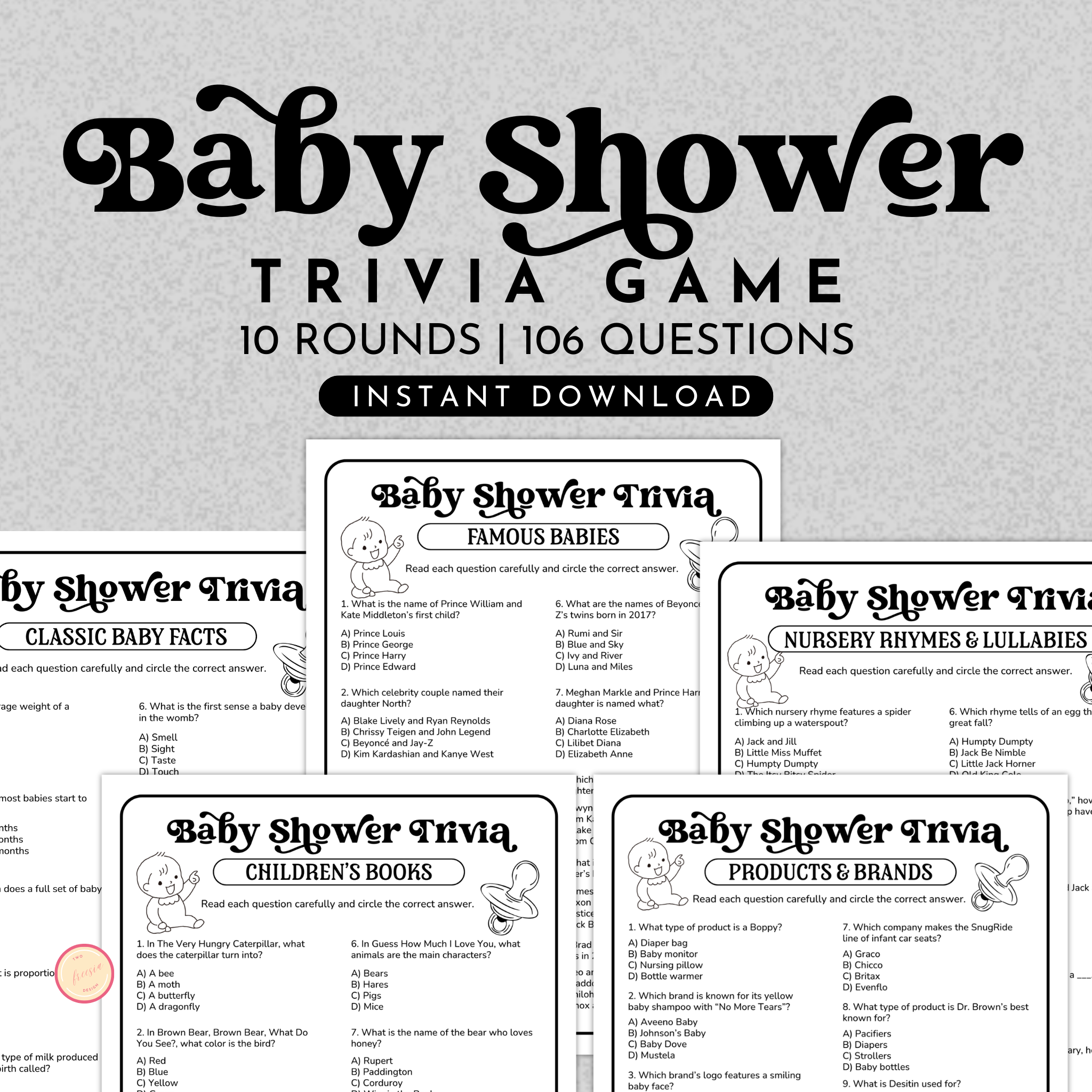 Baby Shower Trivia Game Bundle