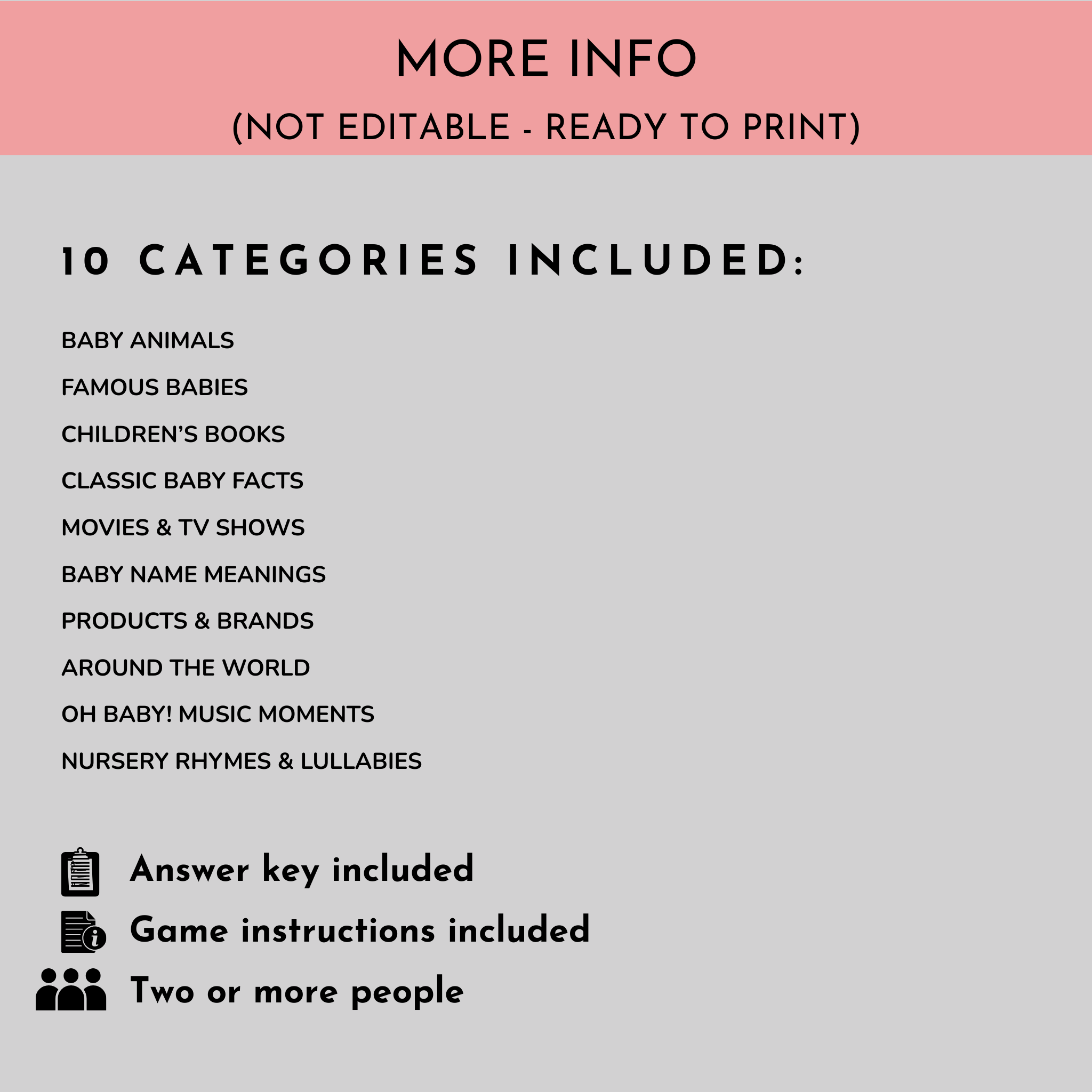 Baby Shower Trivia Game Bundle