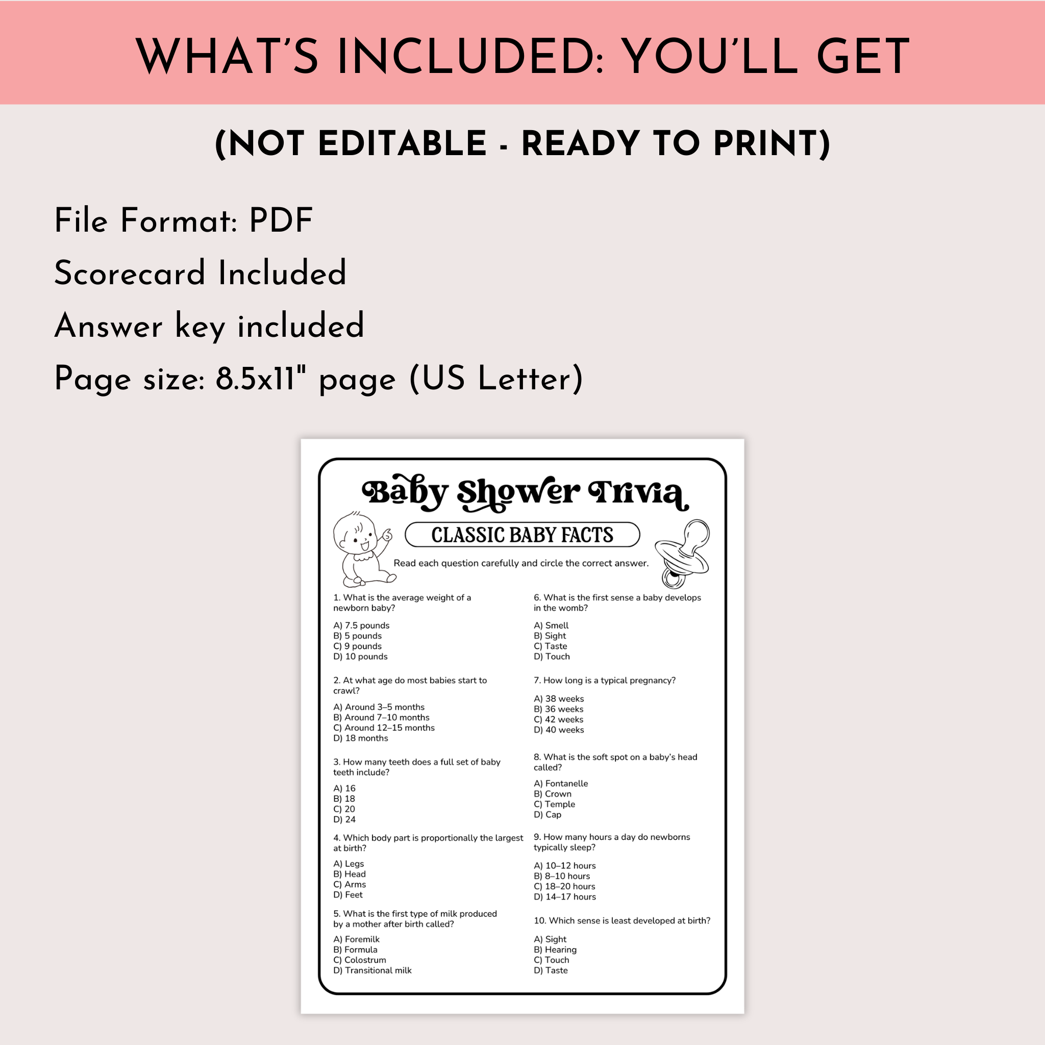 Baby Facts Trivia Game