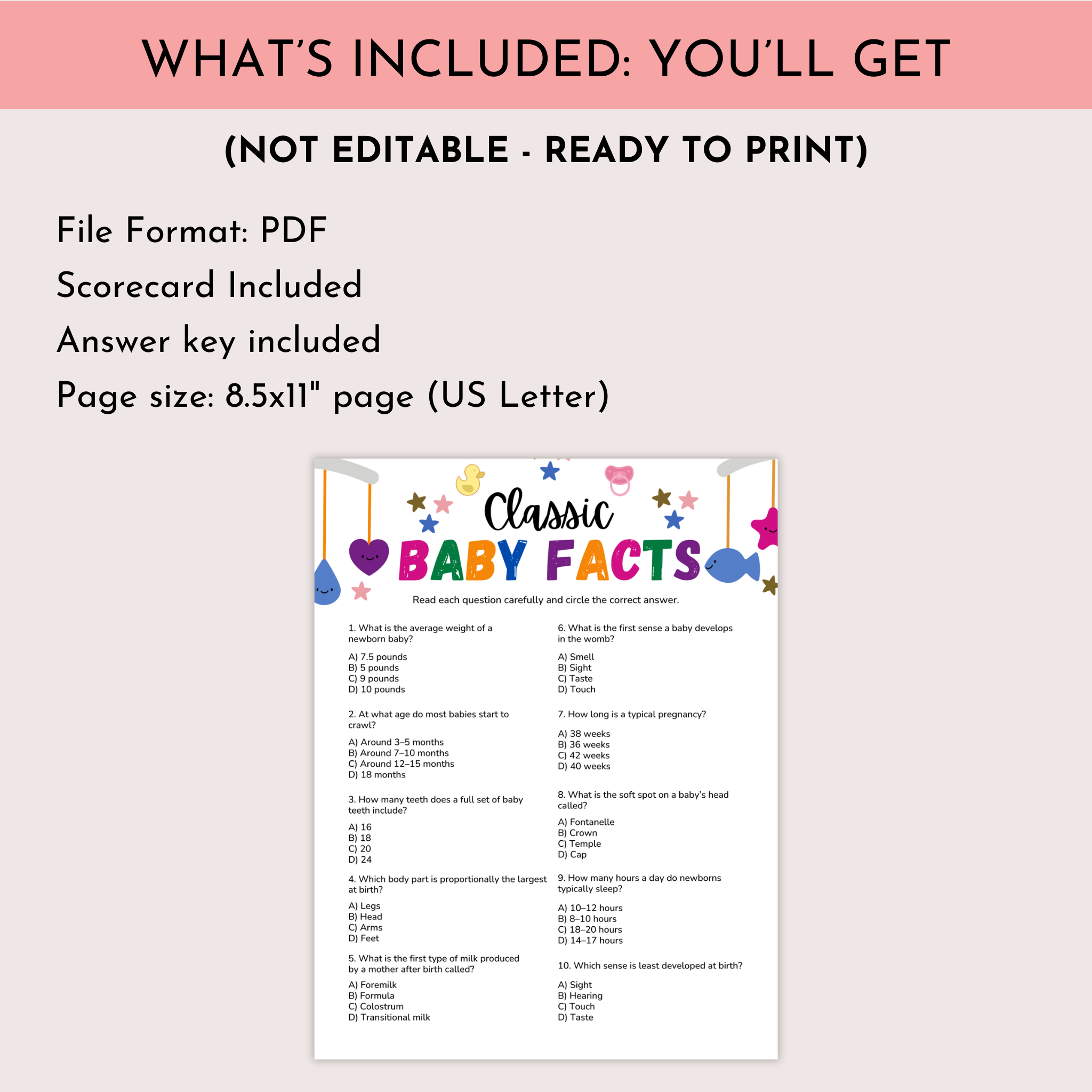 Baby Facts Trivia Game