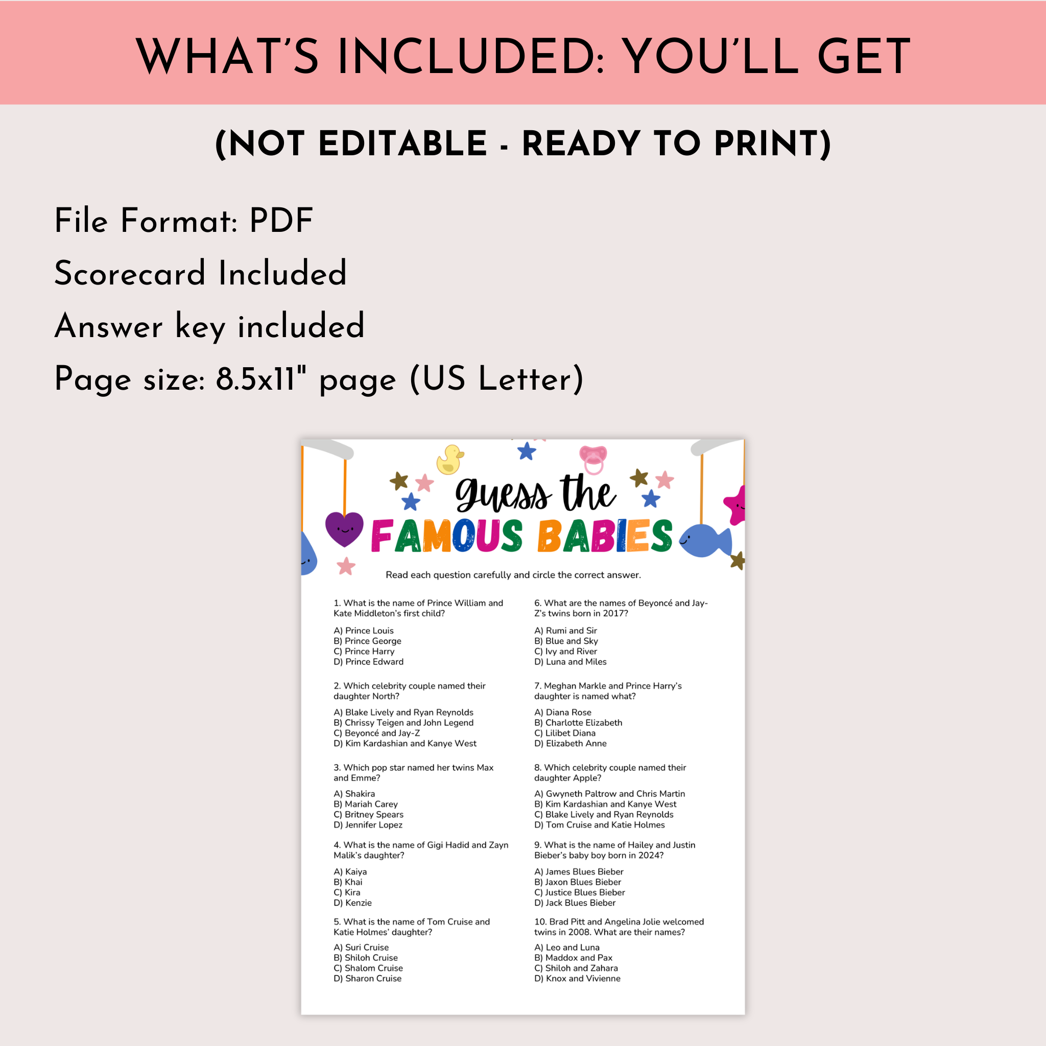 Famous Babies Trivia Game