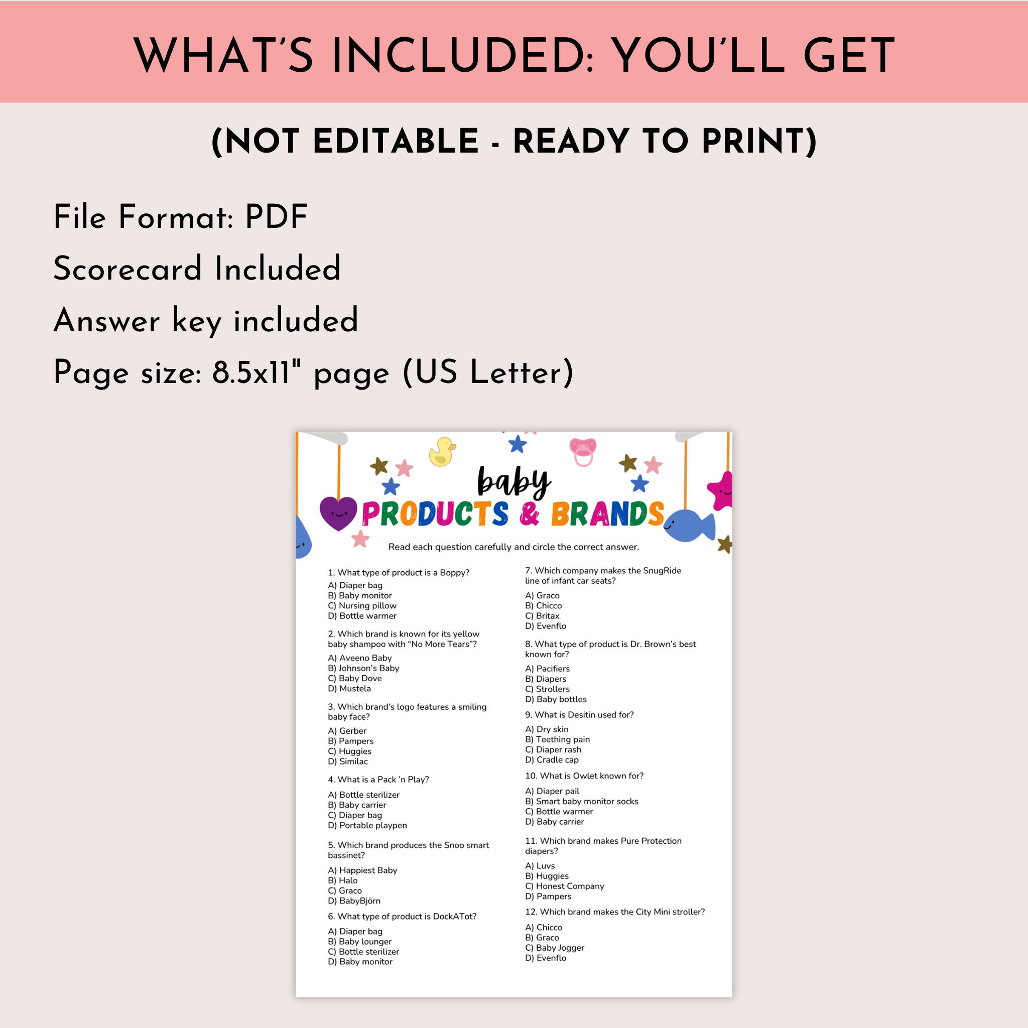 Baby Products Trivia Game