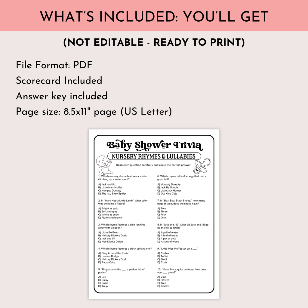 Nursery Rhymes Trivia Game