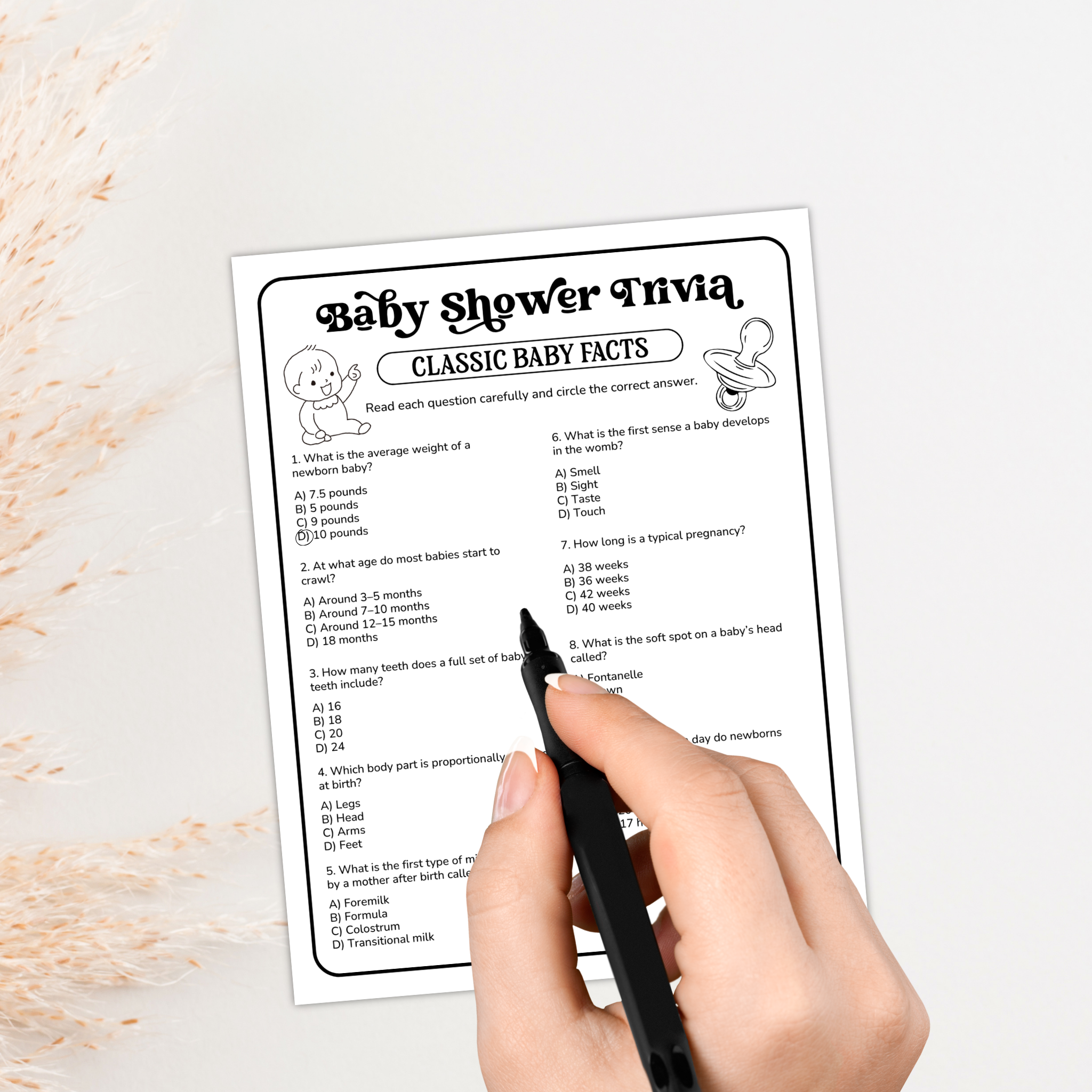 Baby Shower Trivia Game Bundle