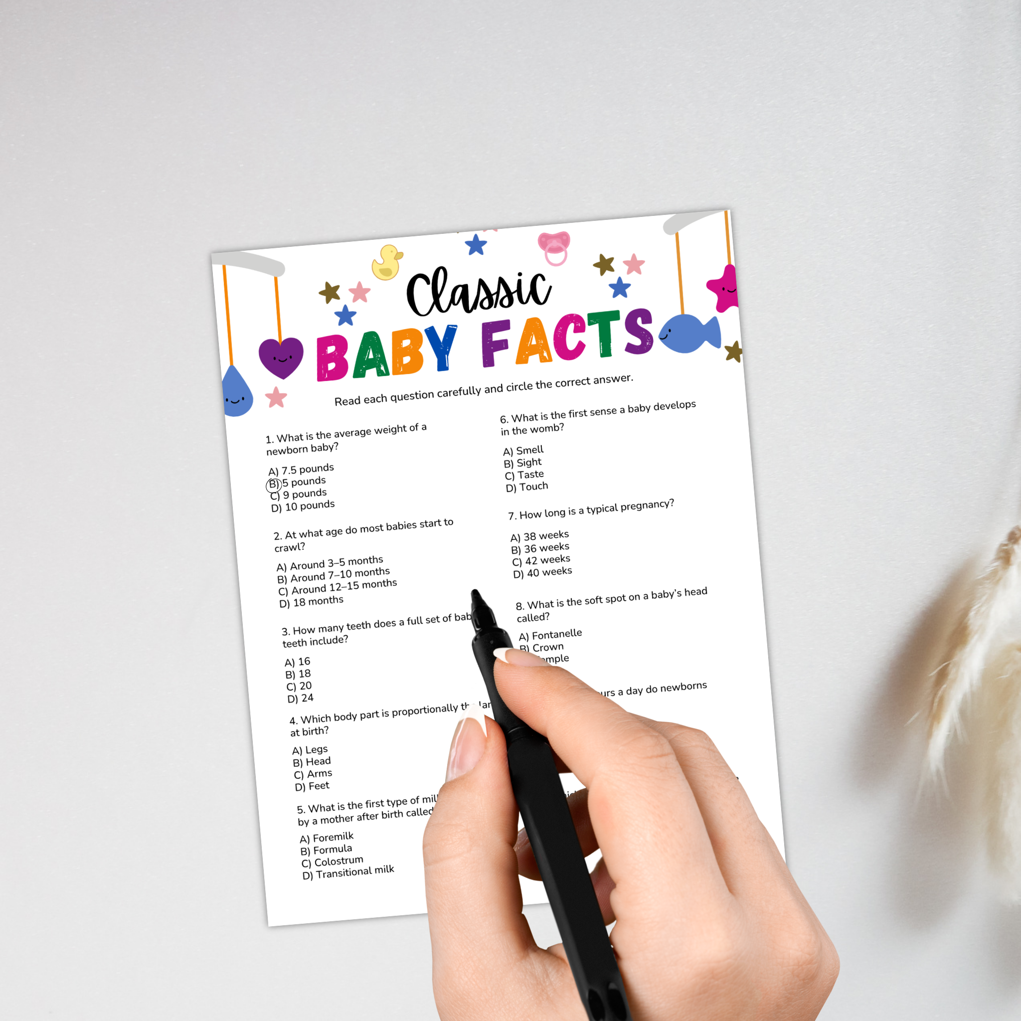 Baby Facts Trivia Game