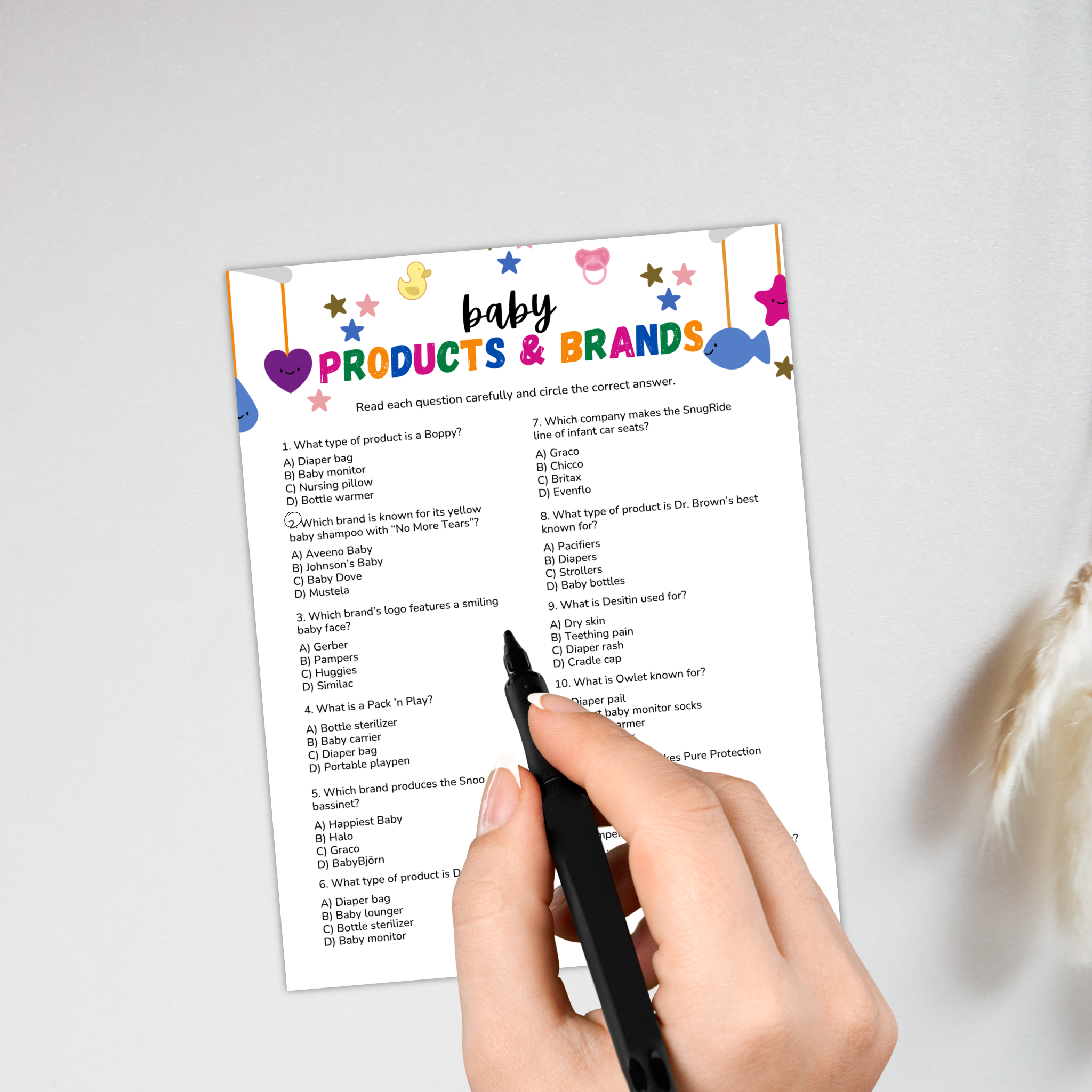 Baby Products Trivia Game