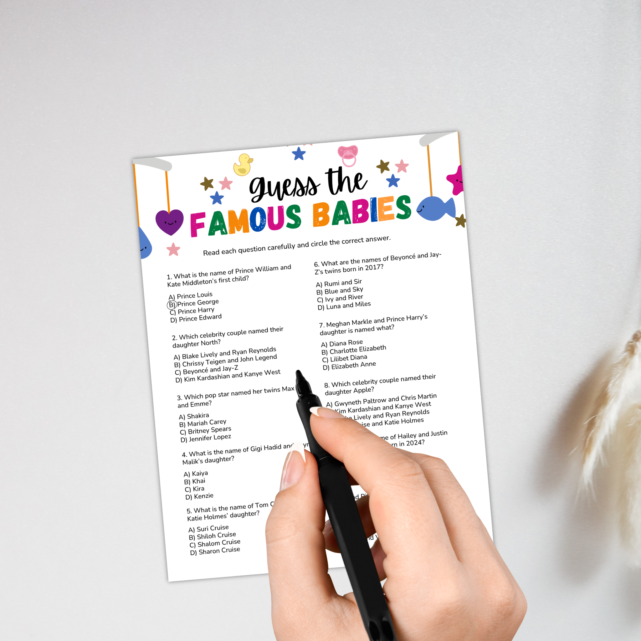 Famous Babies Trivia Game