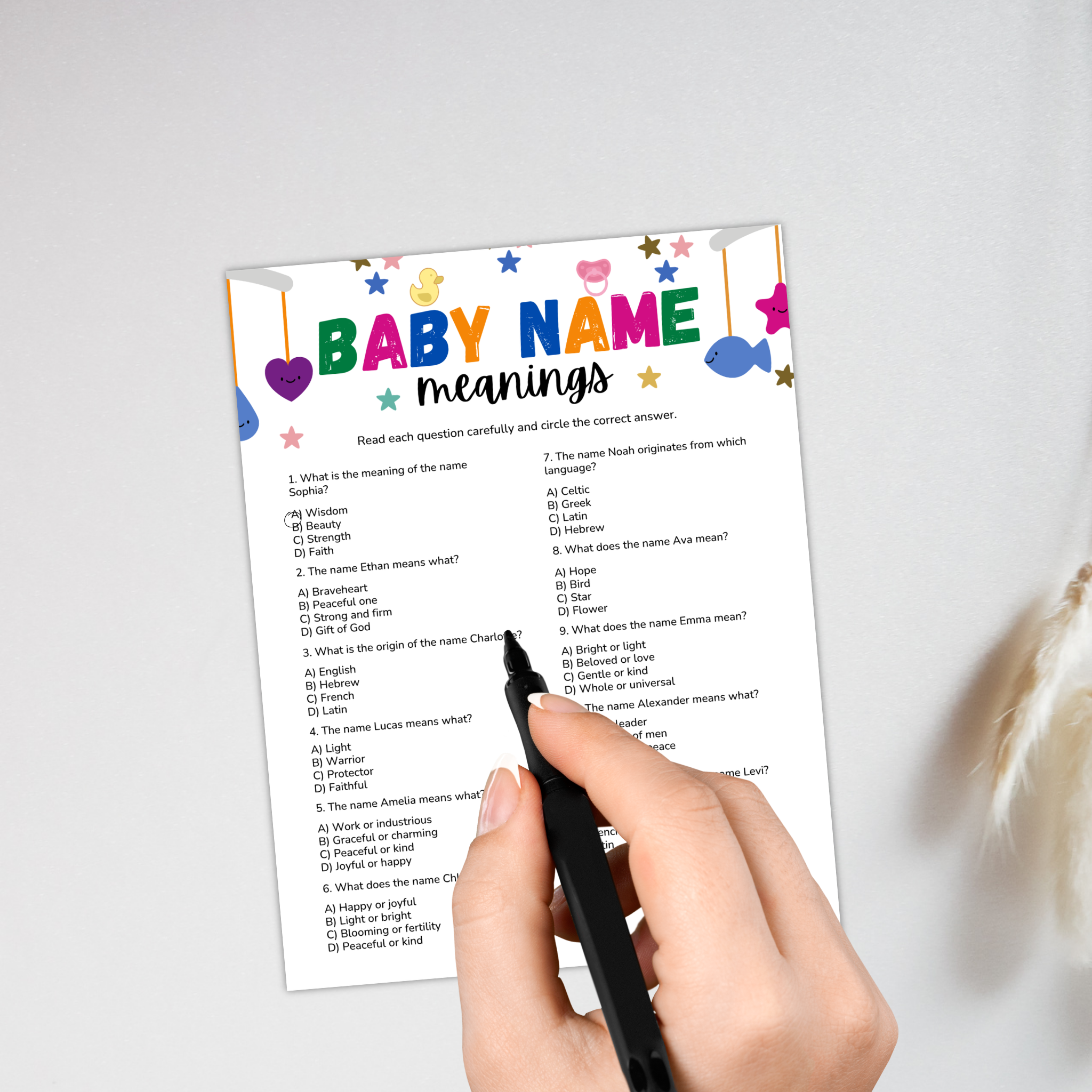 Baby Name Meanings Trivia Game
