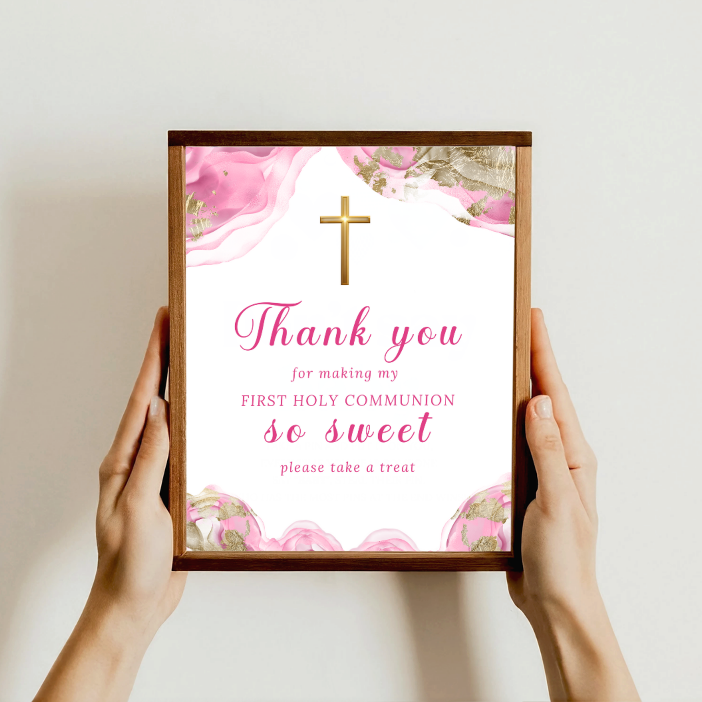 1st Communion Thank You for Coming Sign - Pink