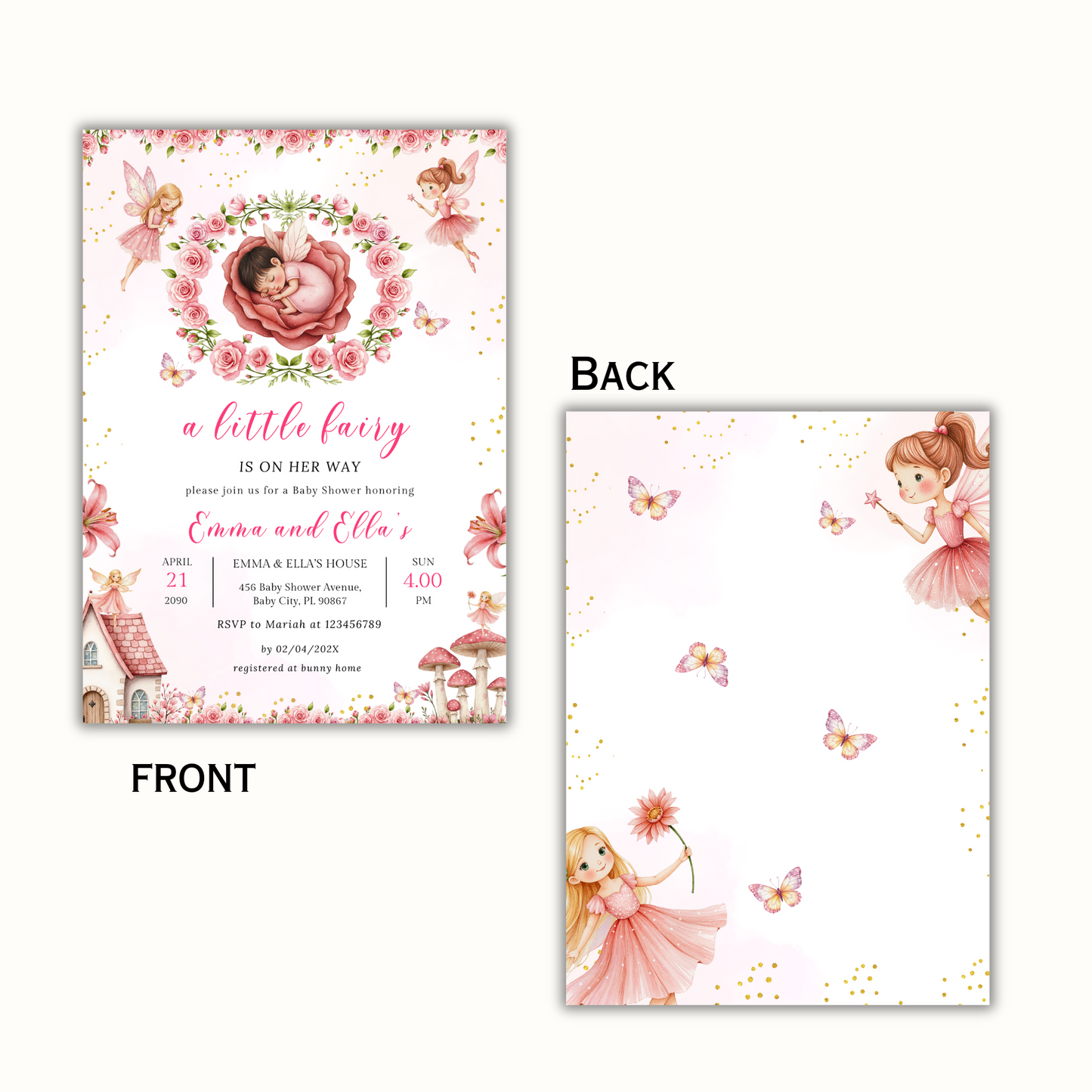 A Little Fairy is on Her Way Baby Shower Invitation Set