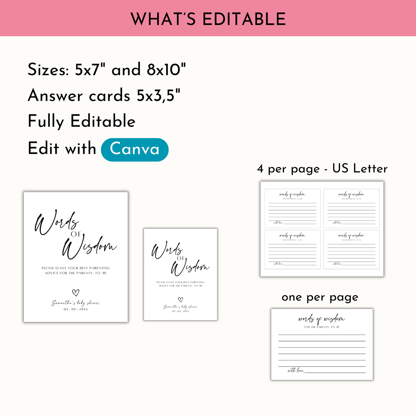 Words of Wisdom Sign & Card Template