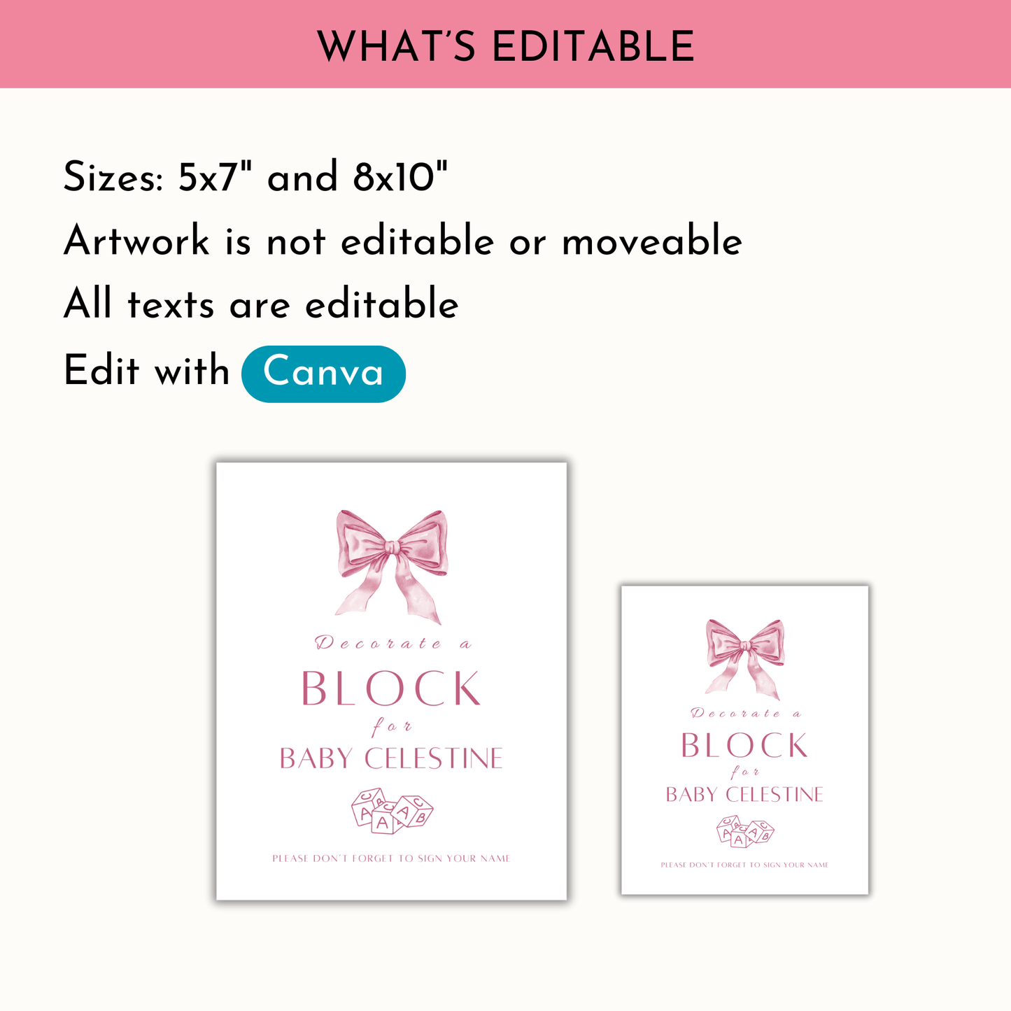 Decorate a block Sign - Pink Bow