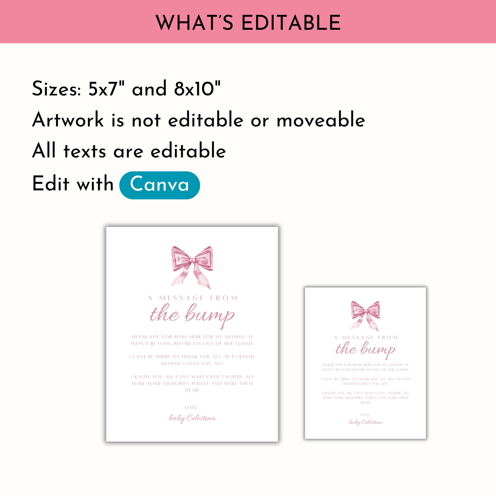 Message from the Bump Sign - Pink Bow