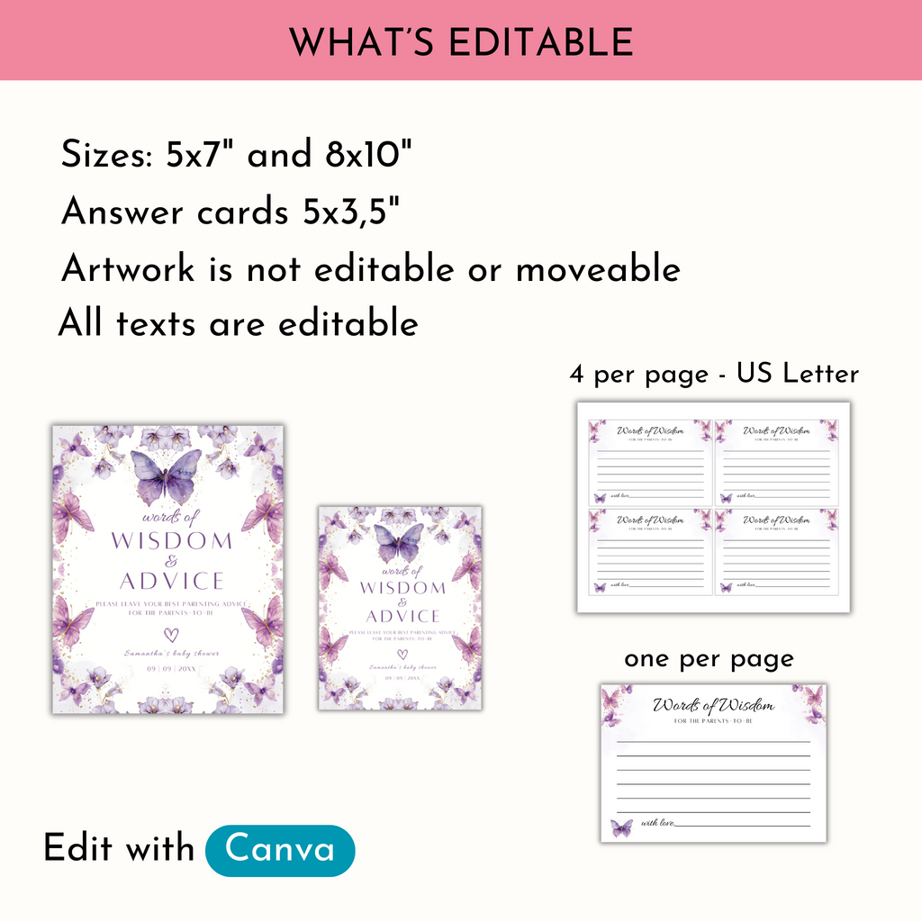 Words of wisdom Table Sign - Purple Butterfly