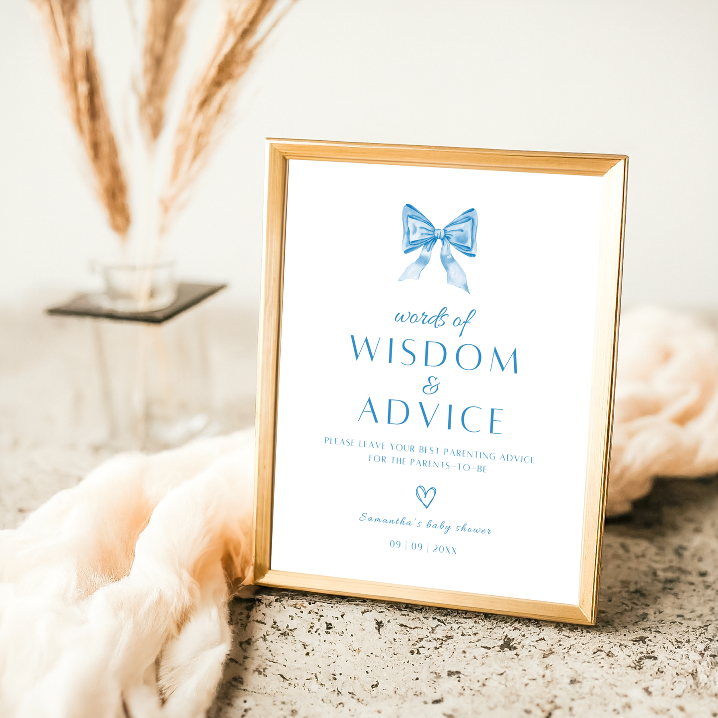 Words of Wisdom and Advice Sign - Blue Bow