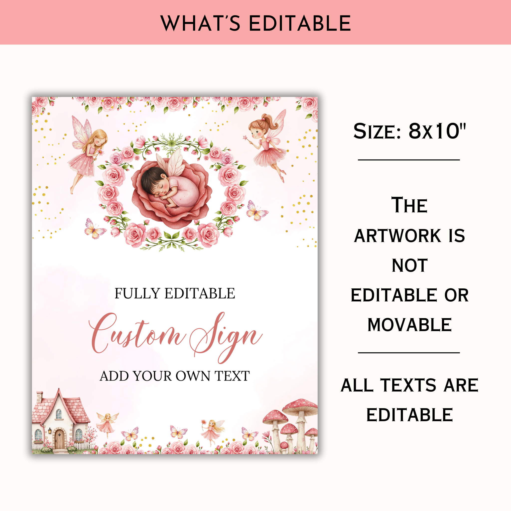16 Fairy Baby Shower Table Signs