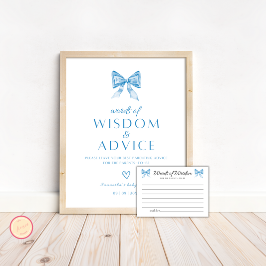 Words of Wisdom and Advice Sign - Blue Bow