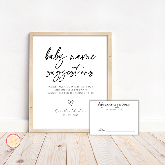 Baby Name Suggestions Sign & Card Template