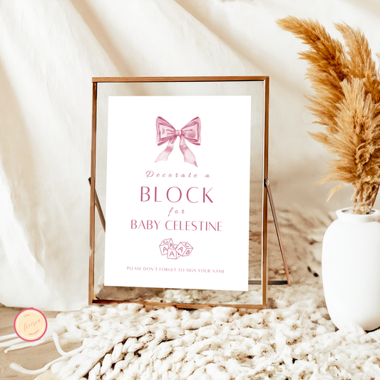 Decorate a block Sign - Pink Bow