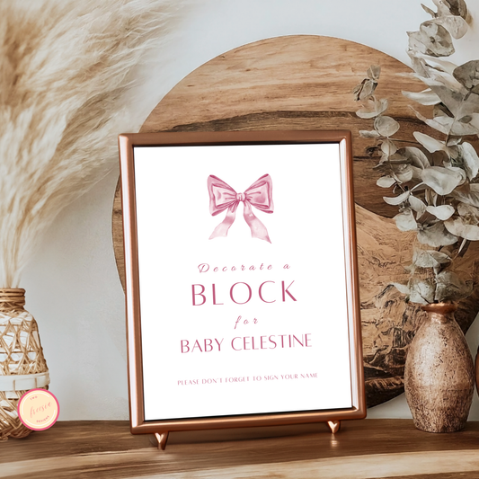 Decorate a block Sign - Pink Bow