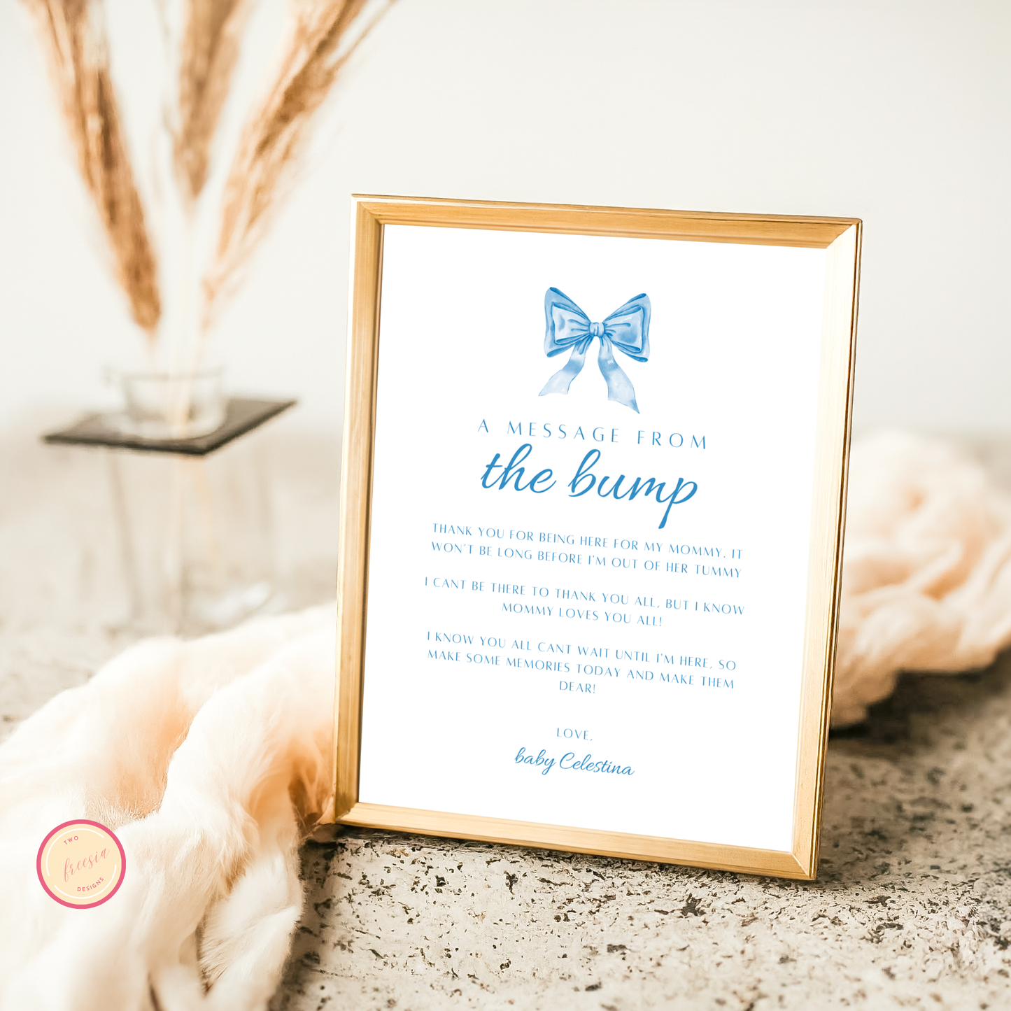 Message from the Bump Sign - Blue Bow