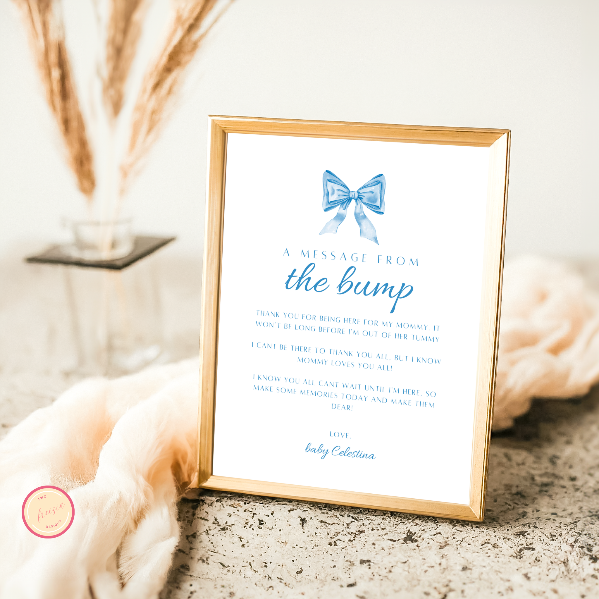 Message from the Bump Sign - Blue Bow