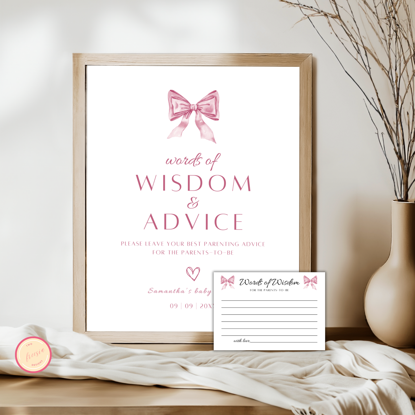 Words of Wisdom and Advice Sign - Pink Bow