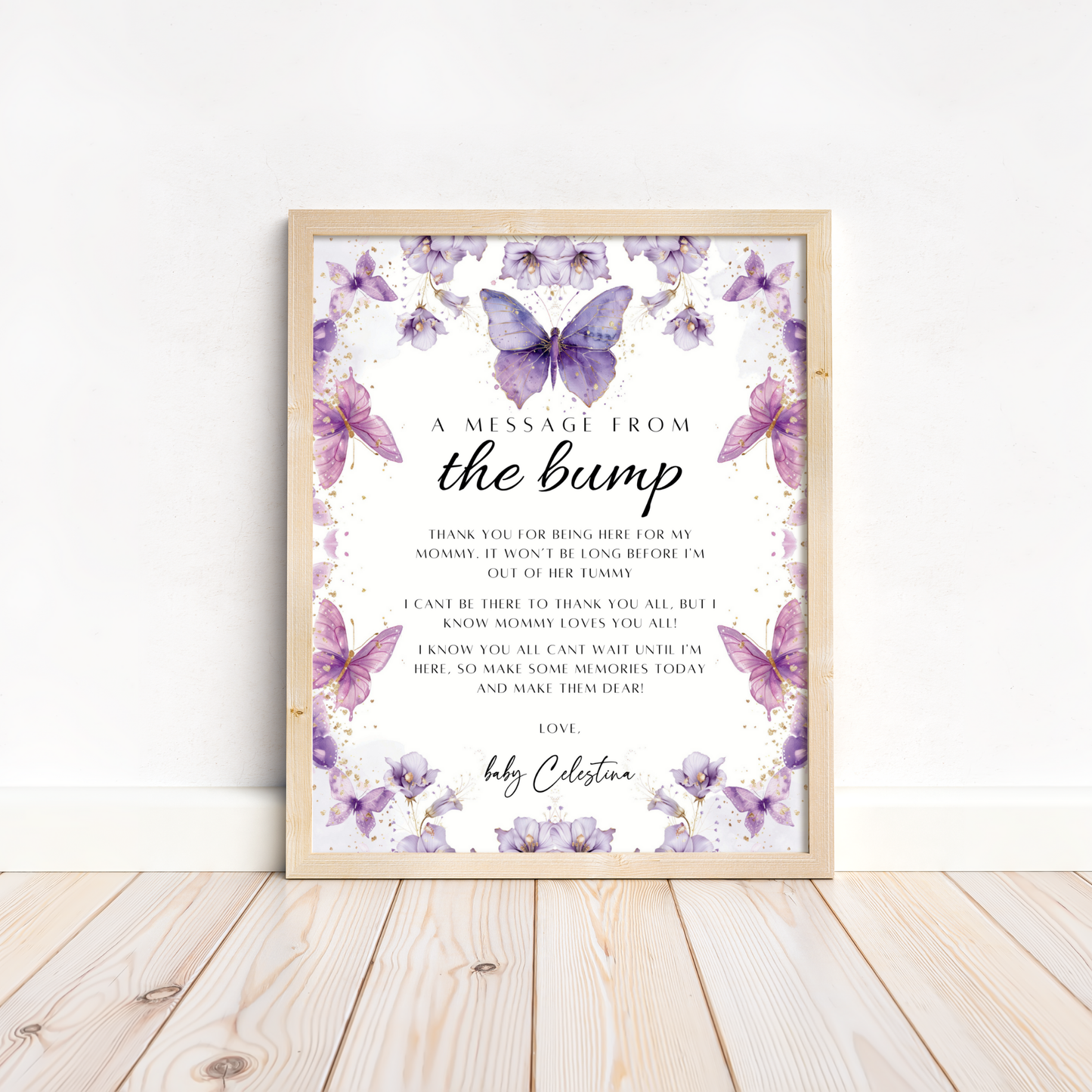 A Message from the Bump Sign - Purple Butterfly