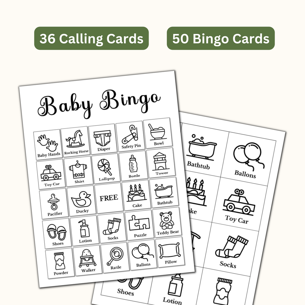 Baby Shower Bingo - 50 Cards