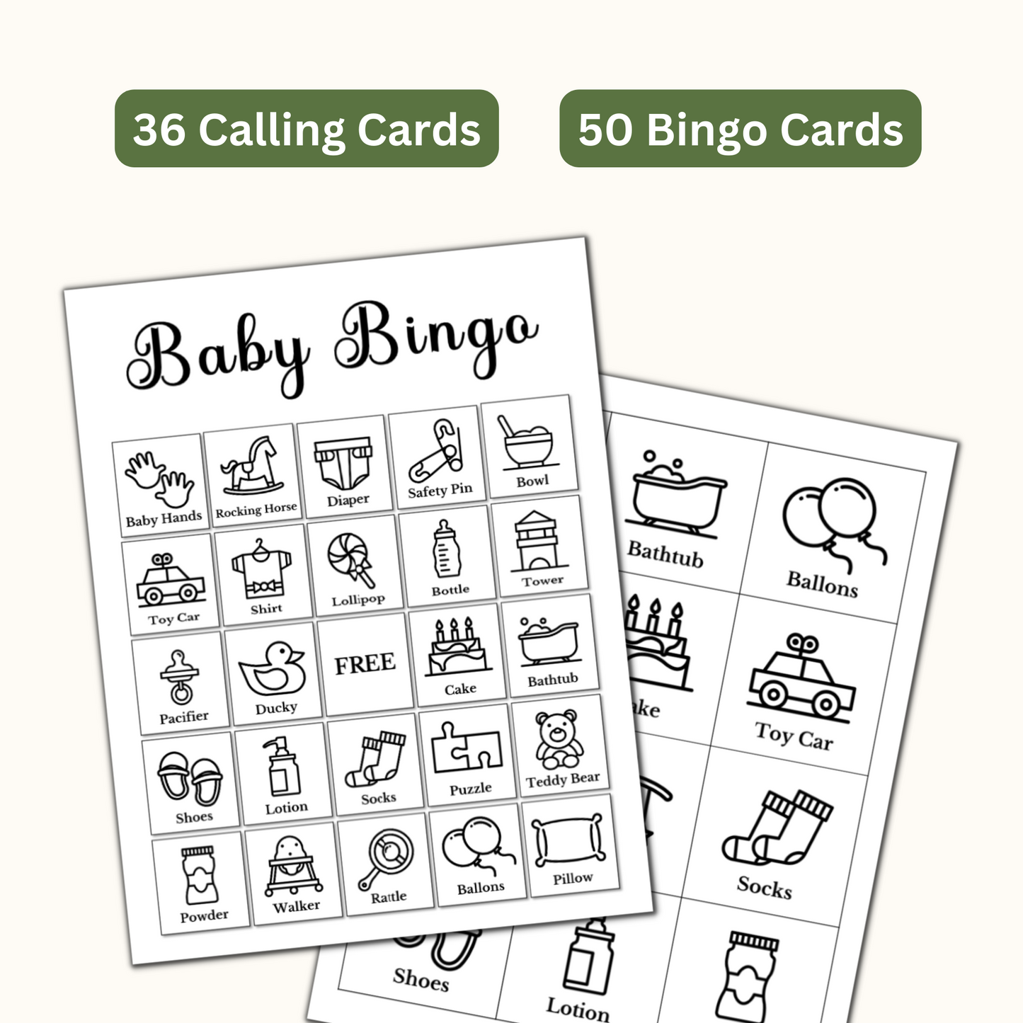 Baby Shower Bingo - 50 Cards