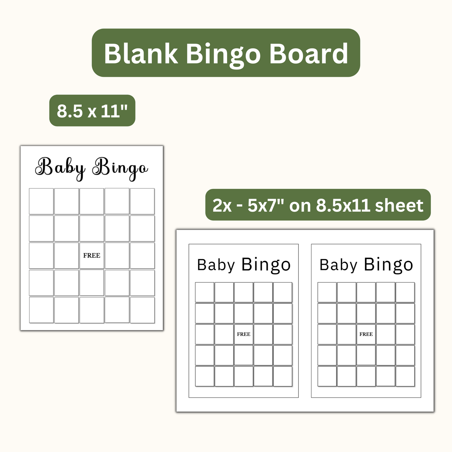 Baby Shower Bingo - 50 Cards