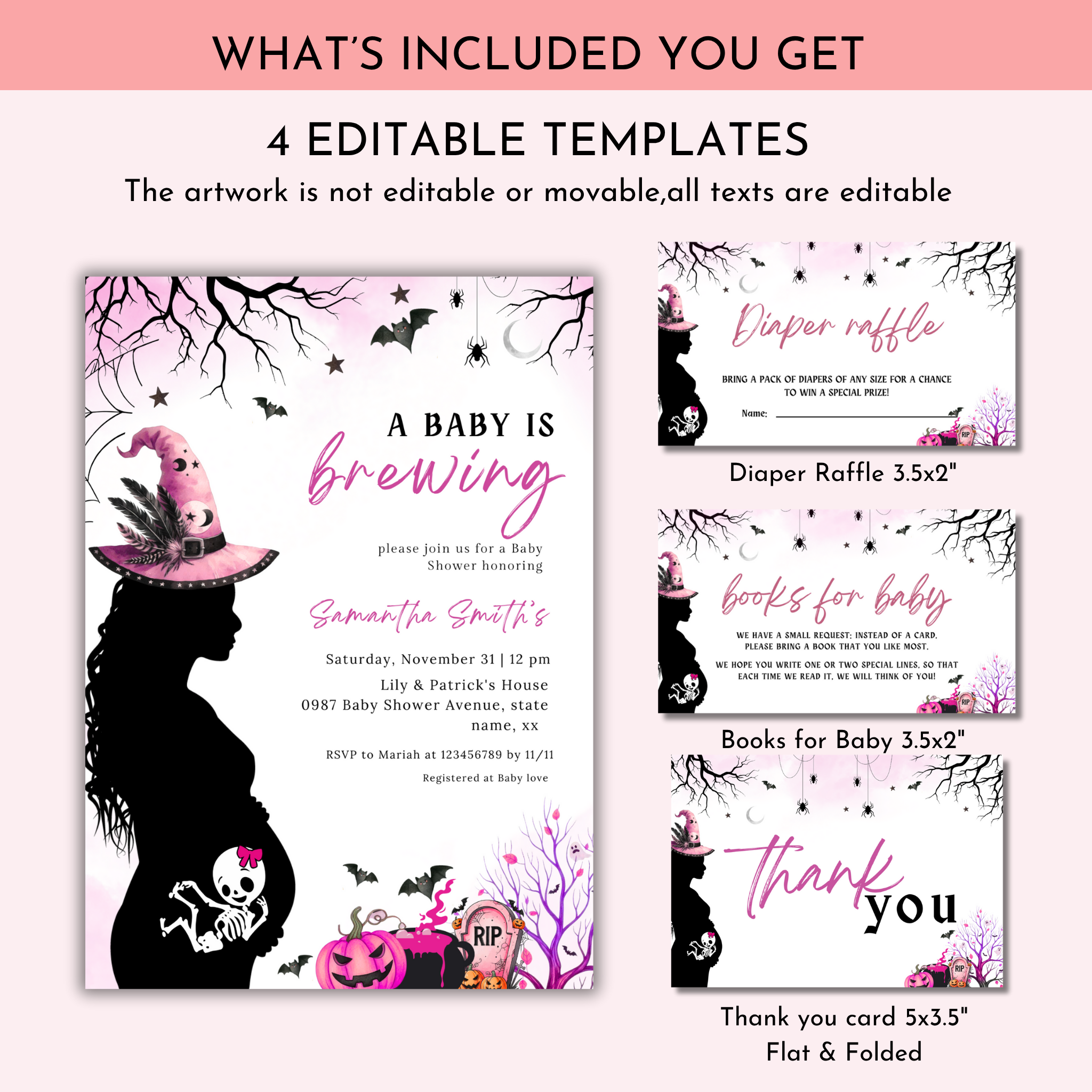 Halloween Baby Shower Invitation Set | A Baby is Brewing