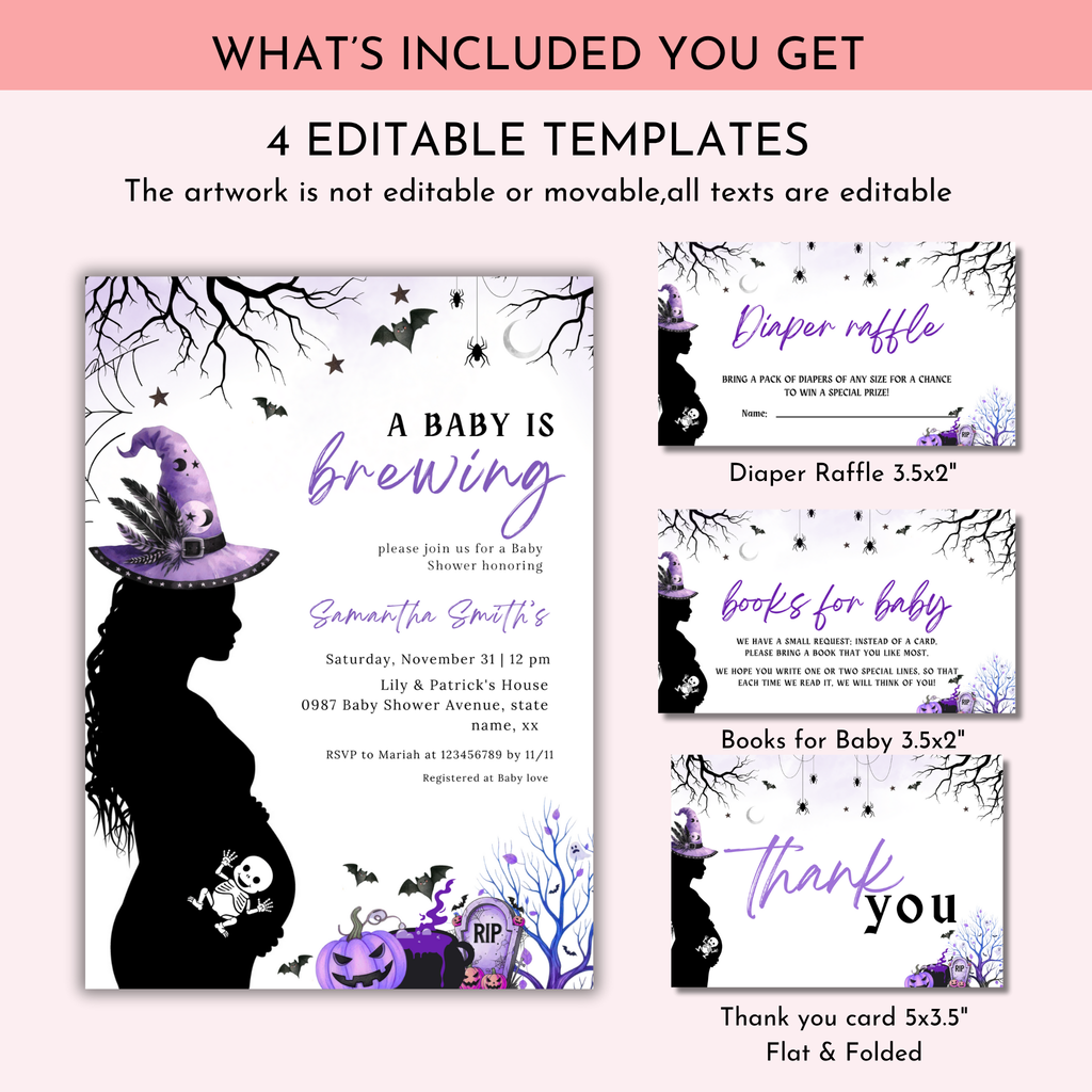 A Baby is Brewing | Halloween Baby Shower Purple Set