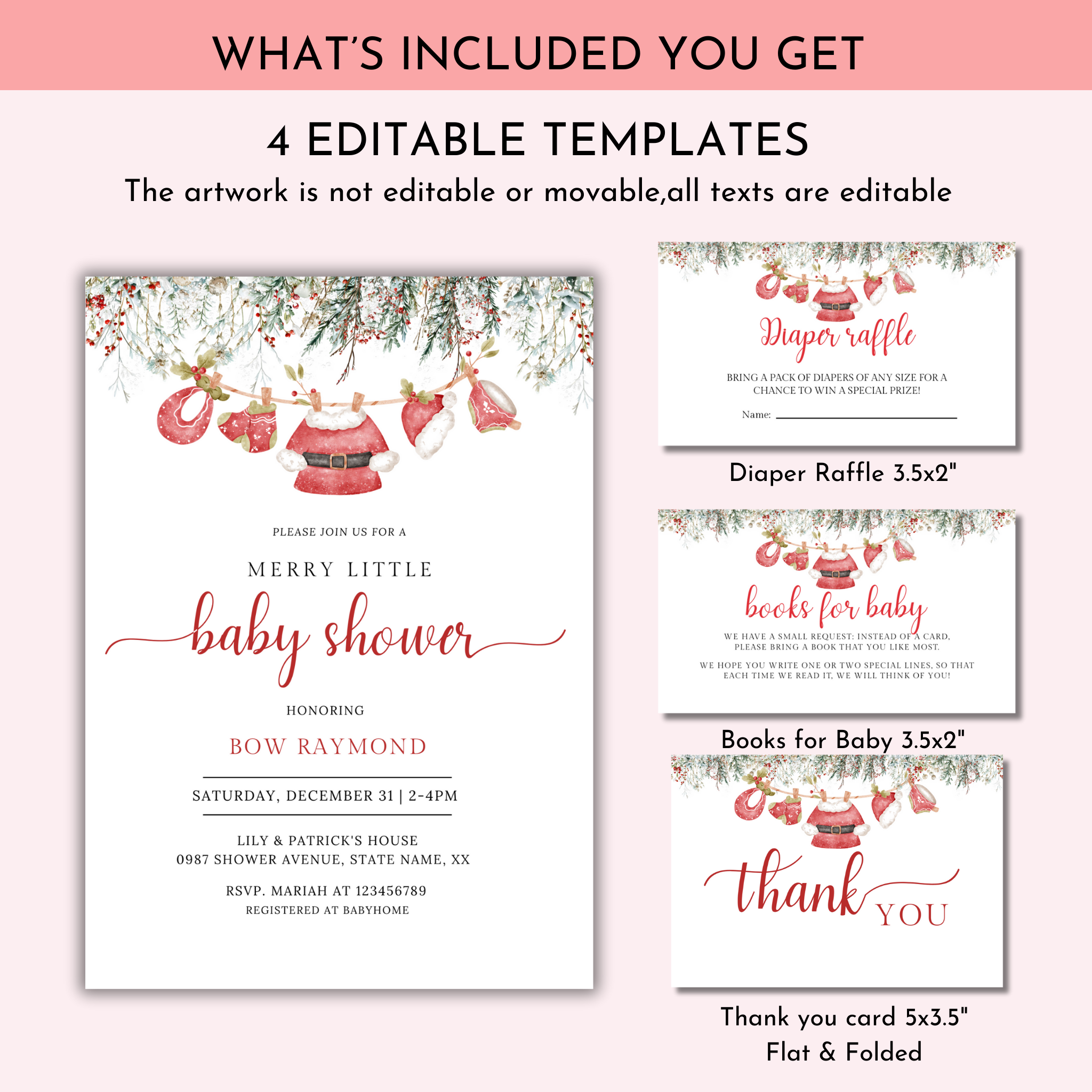 Merry Little Baby Shower Invitation Bundle