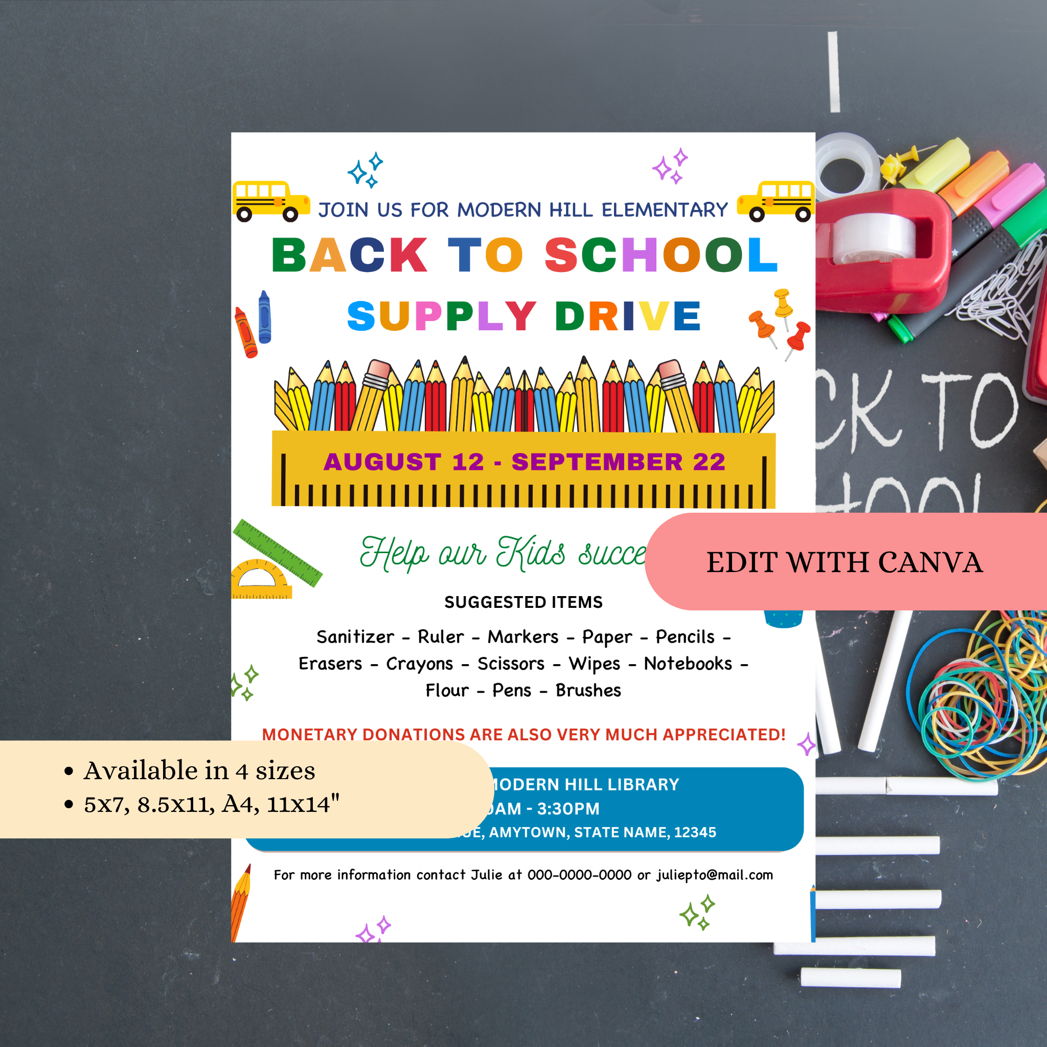 Back to School Supply Drive Flyer Template 01