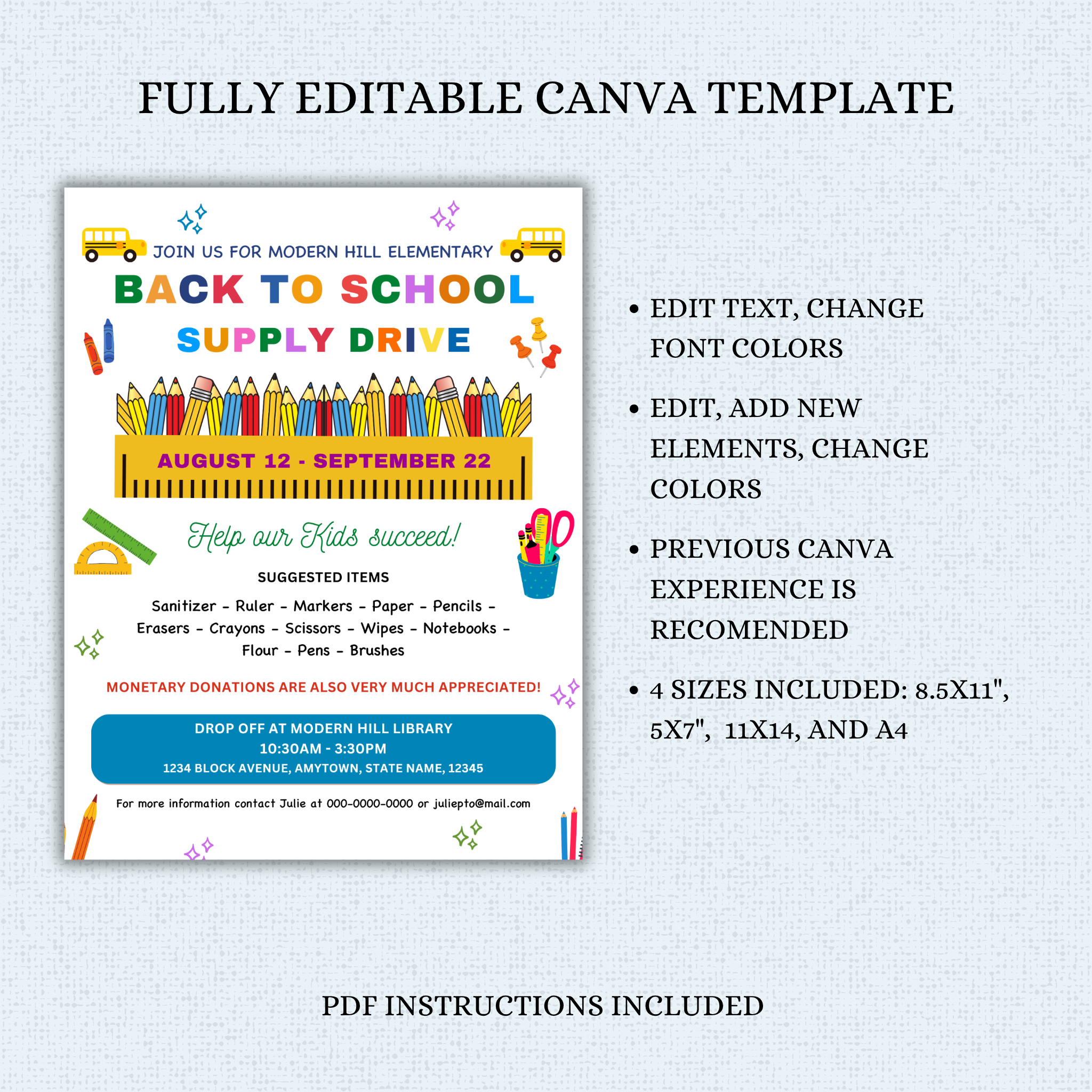 Back to School Supply Drive Flyer Template 01