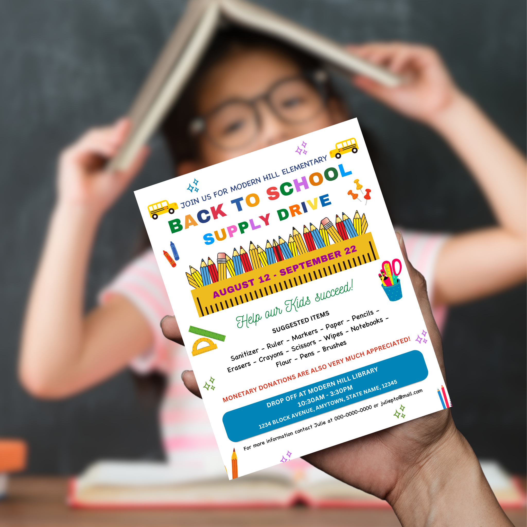 Back to School Supply Drive Flyer Template 01