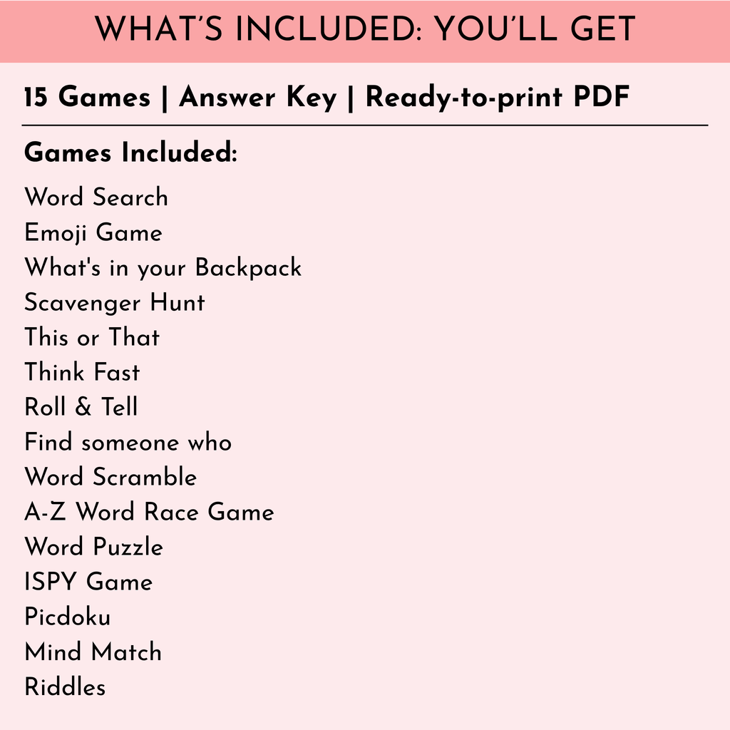 Back to School Games (15 Games)