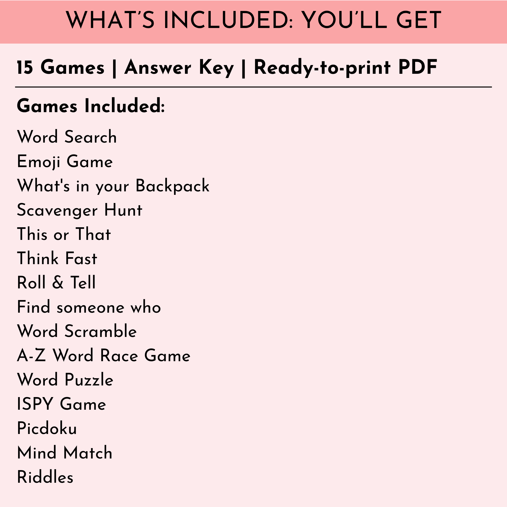 Back to School Games (15 Games)