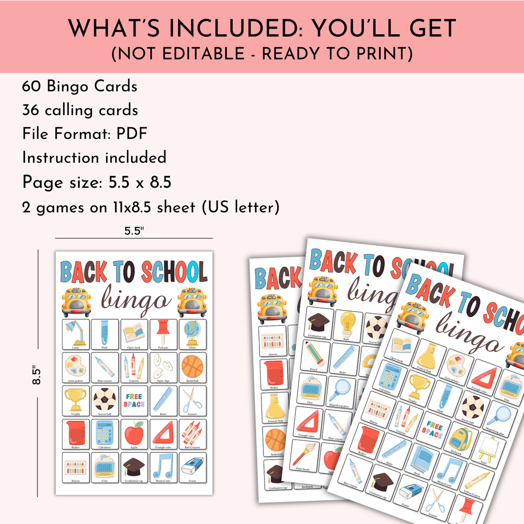 Back-to-School Bingo Game