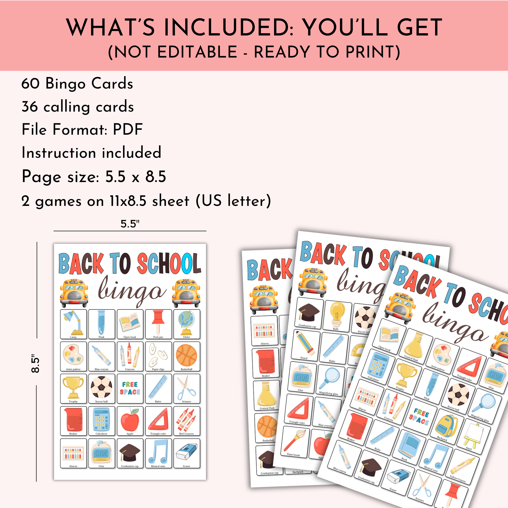 Back-to-School Bingo Game