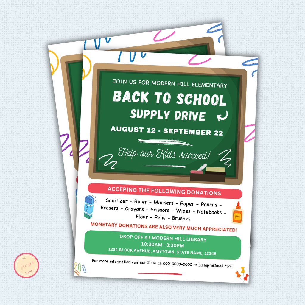 Back to School Supply Drive Flyer Template
