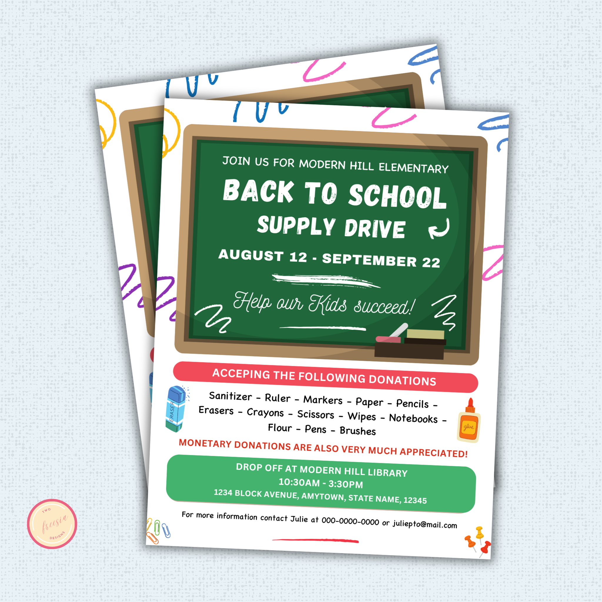 Back to School Supply Drive Flyer Template